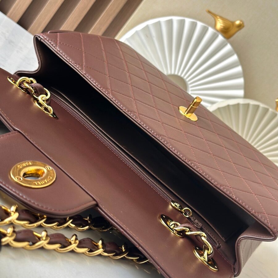 CC Flap Bag 30cm Brown Gold Lambskin 298108 | Studio Nafay