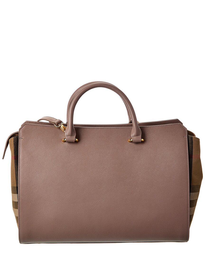 Burberry Banwell Media Pelle & Check Canvas Satchel