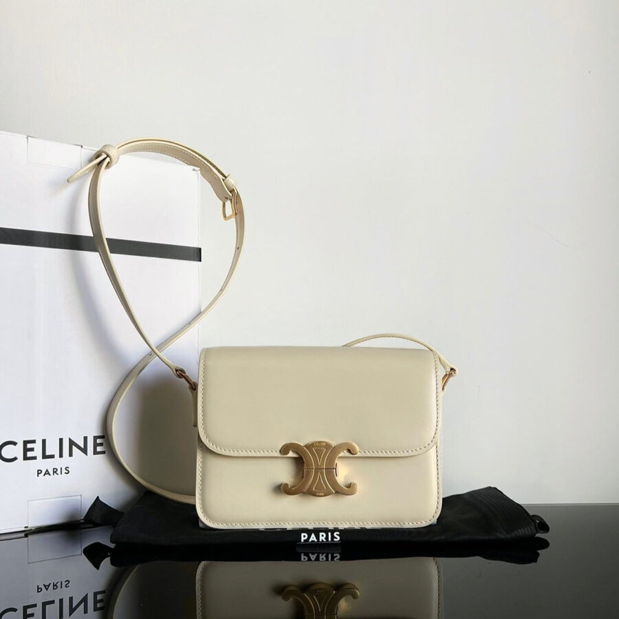 Celine Triomphe cream bag – front view