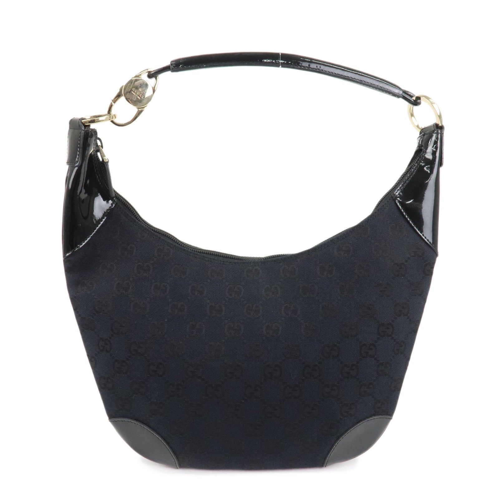 Gucci GG Canvas Patent Leather Borsa a tracolla Nero 001.4158