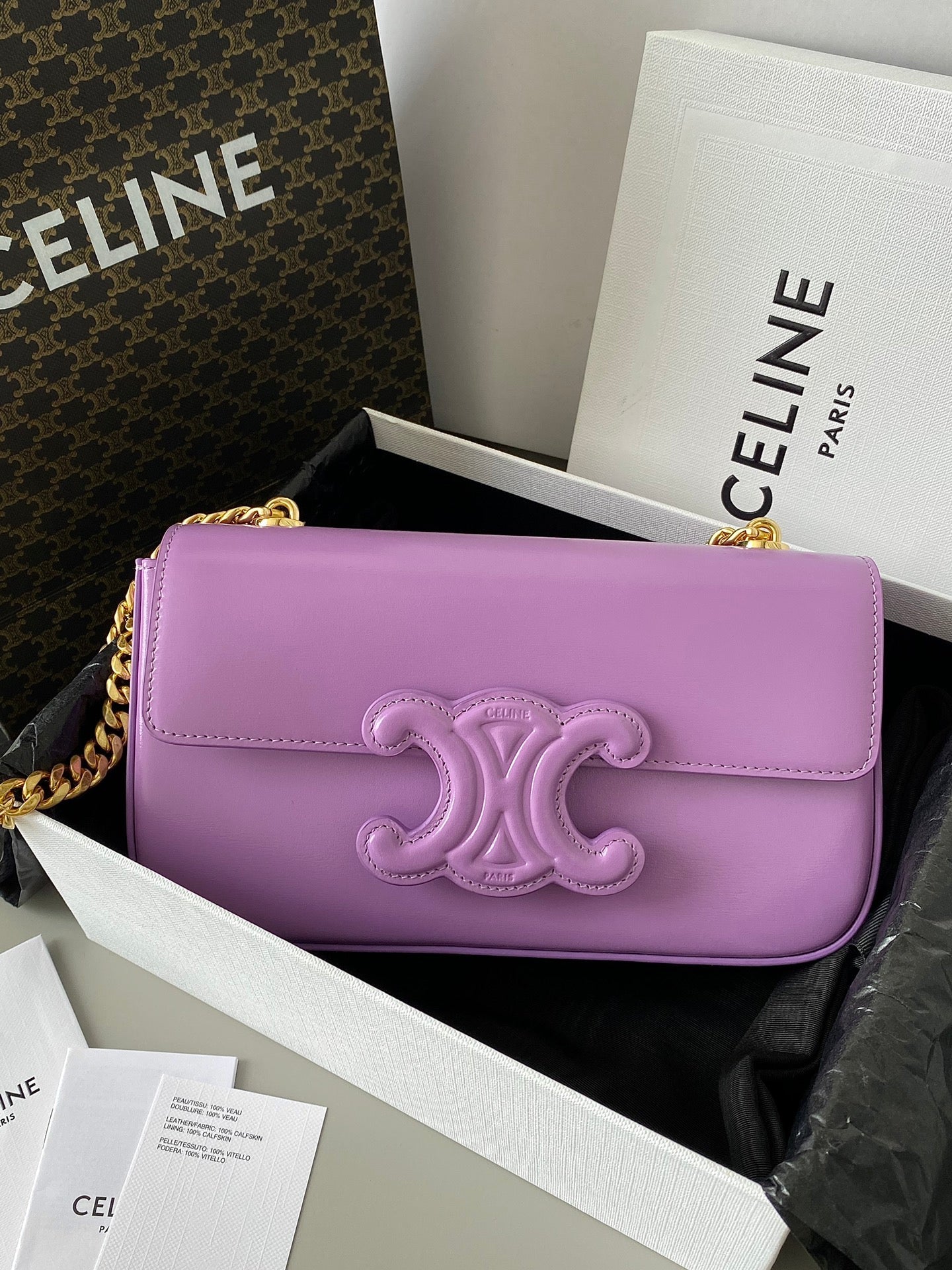 20 Catena EMBOSSED ARMPIT BAG Viola Pelle di vitello
