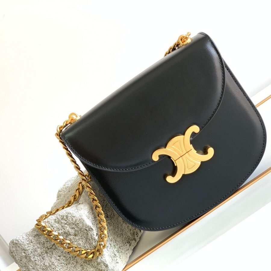 Celine Triomphe black bag – front view