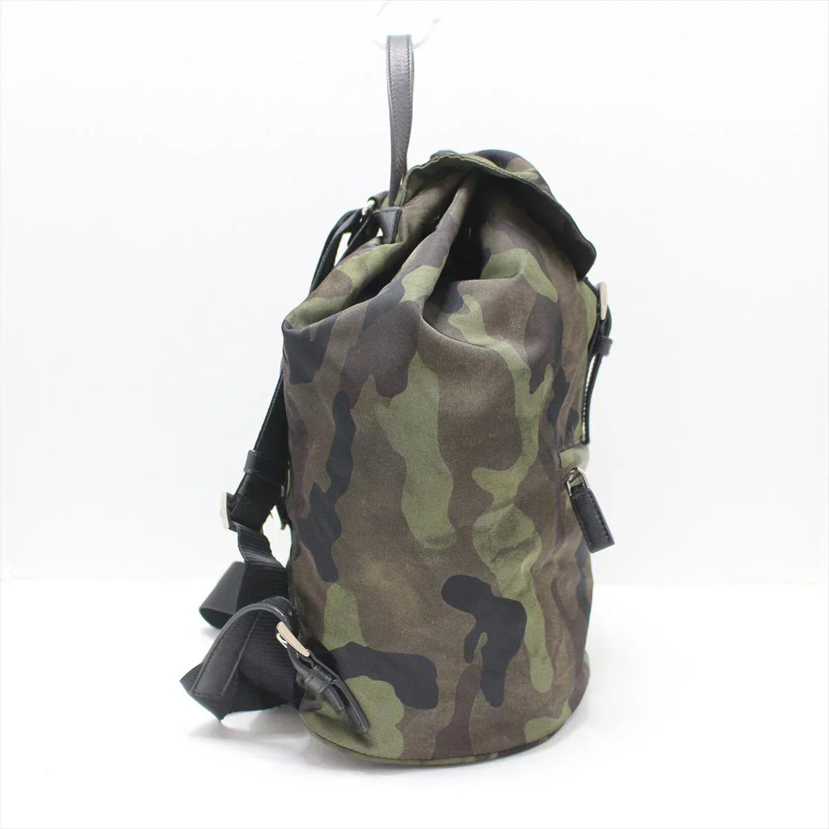Prada - Zaino Mimetico (khaki) Marrone scuro Nero Nylon Saffiano L...