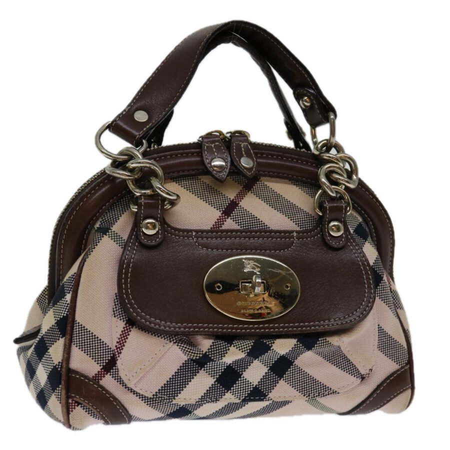 BURBERRY Nova Check Blue Label Hand Bag Canvas Beige Auth 69039 | Studio Nafay