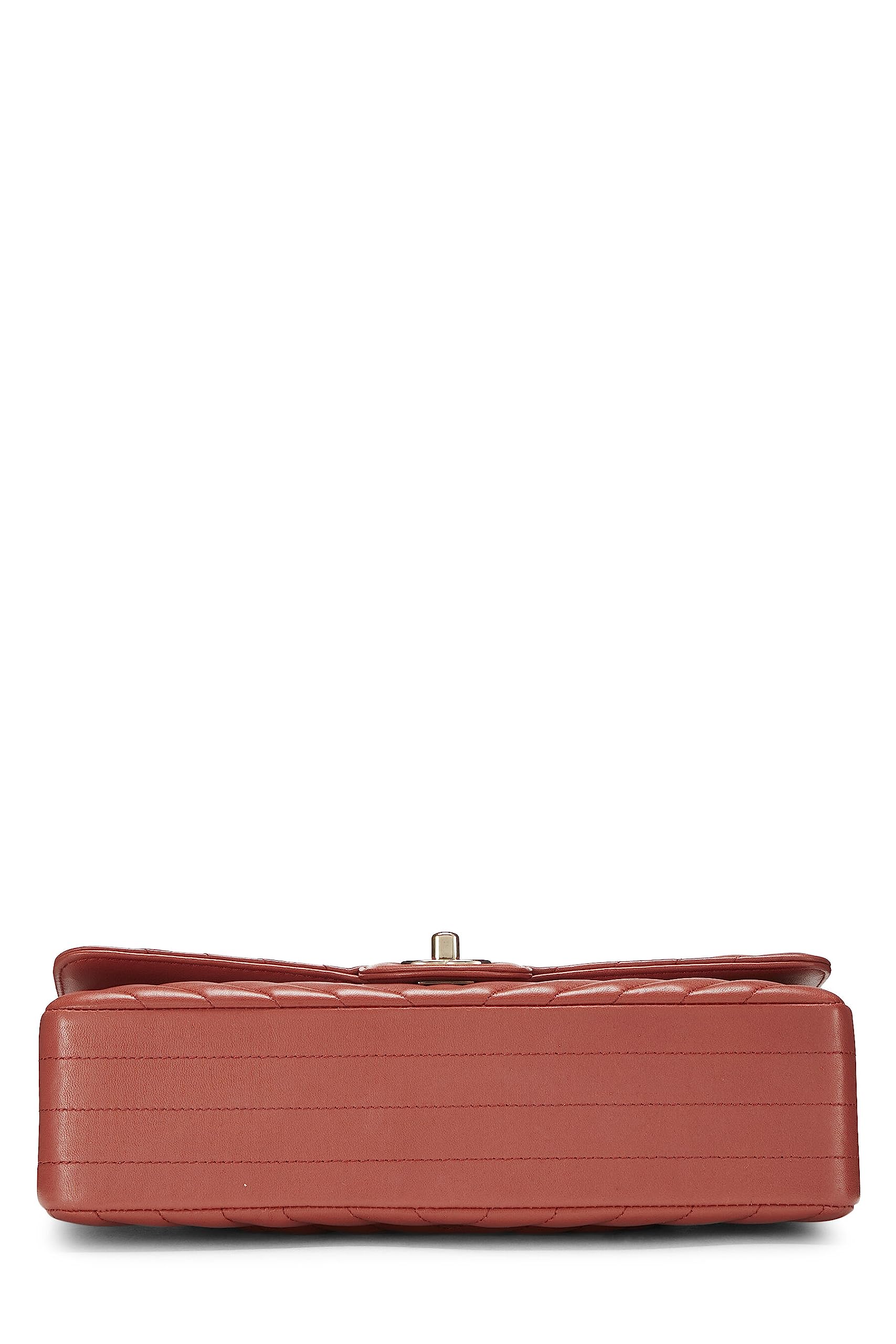 Chl, Arancione Chevron Lambskin Classic Double Flap Media, Arancione