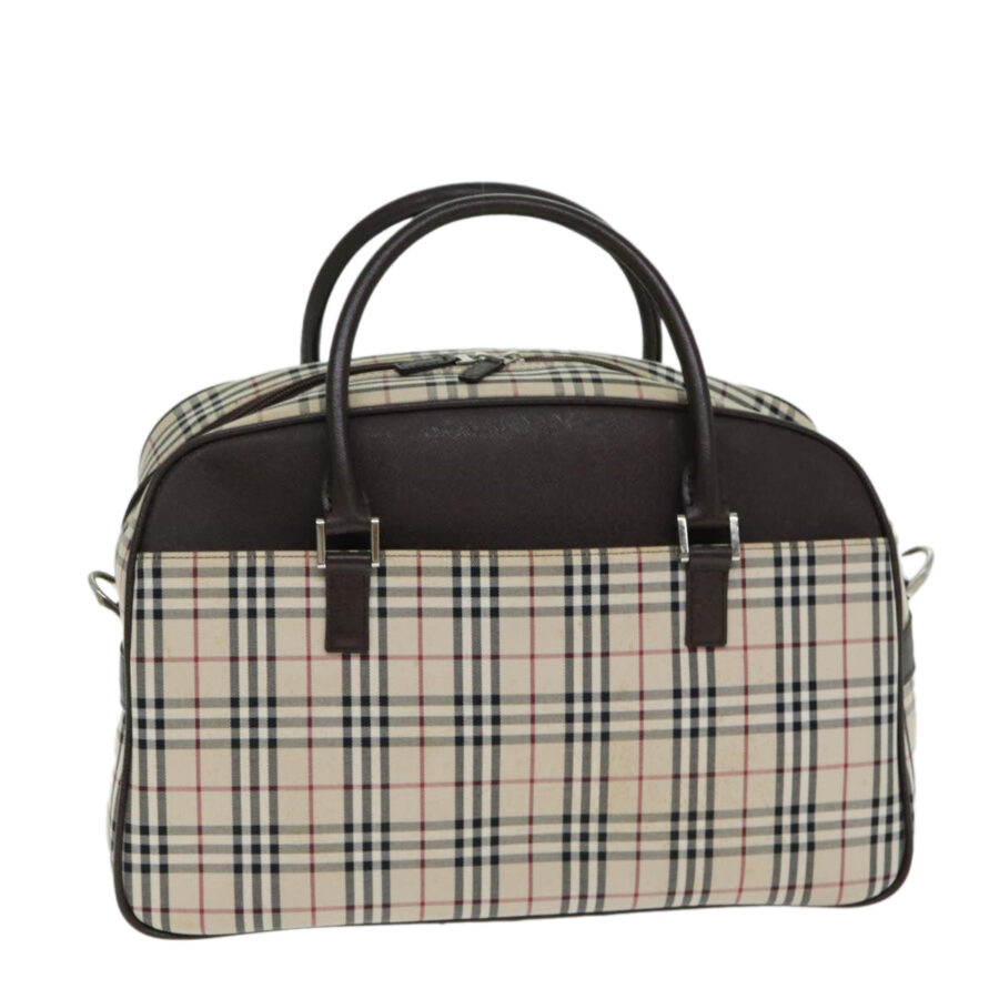 Burberry Nova Check Boston Bag Canvas Beige Auth 81664 | Studio Nafay