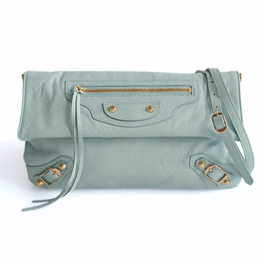 Balenciaga Clutch green bag – front view
