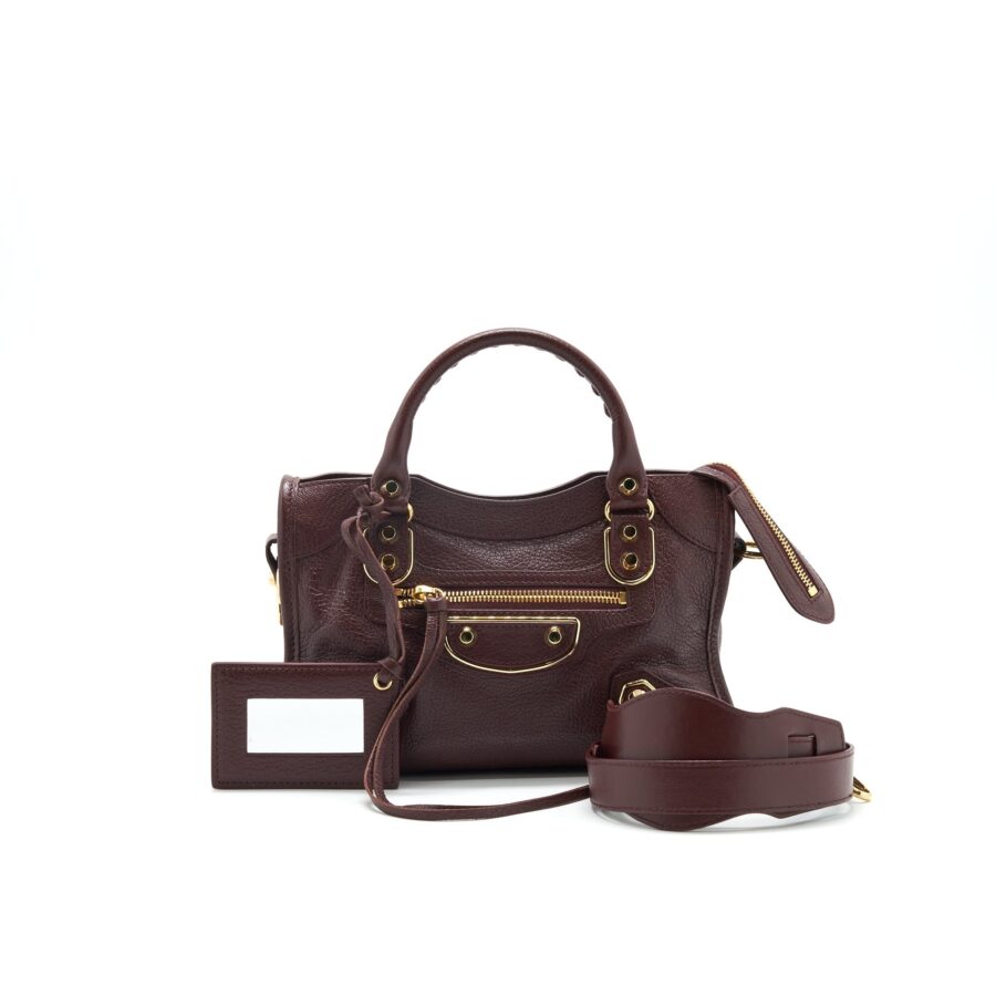 Balenciaga City burgundy bag – front view