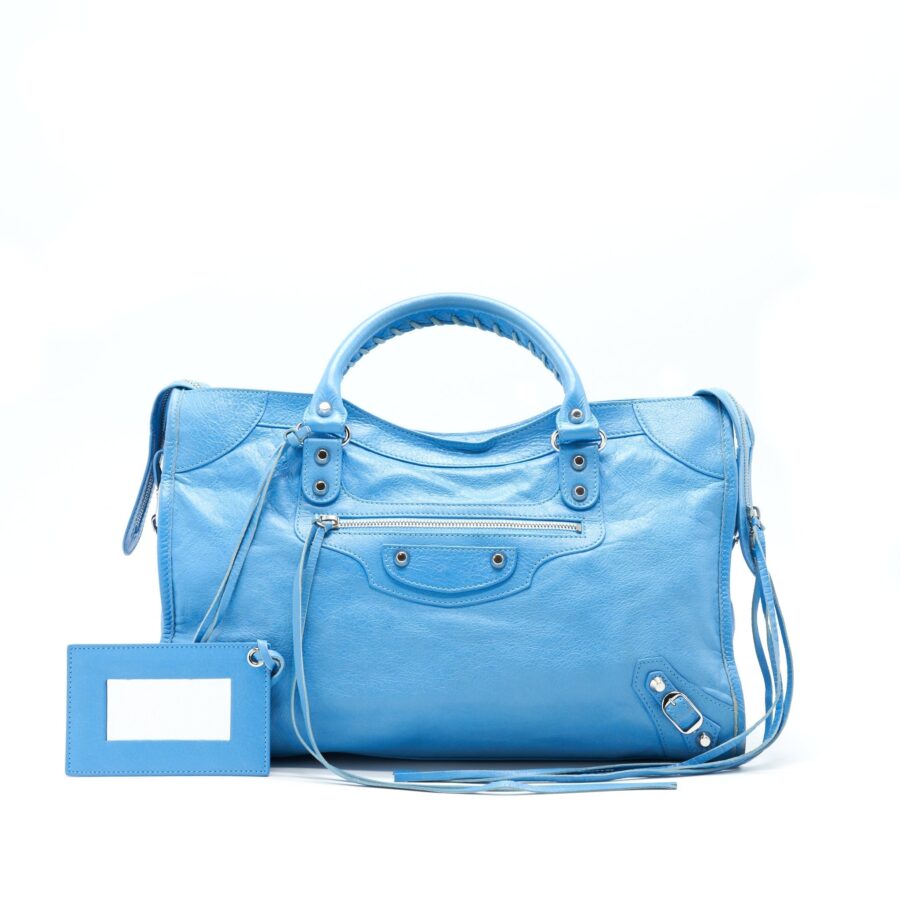 Balenciaga City blue bag – front view
