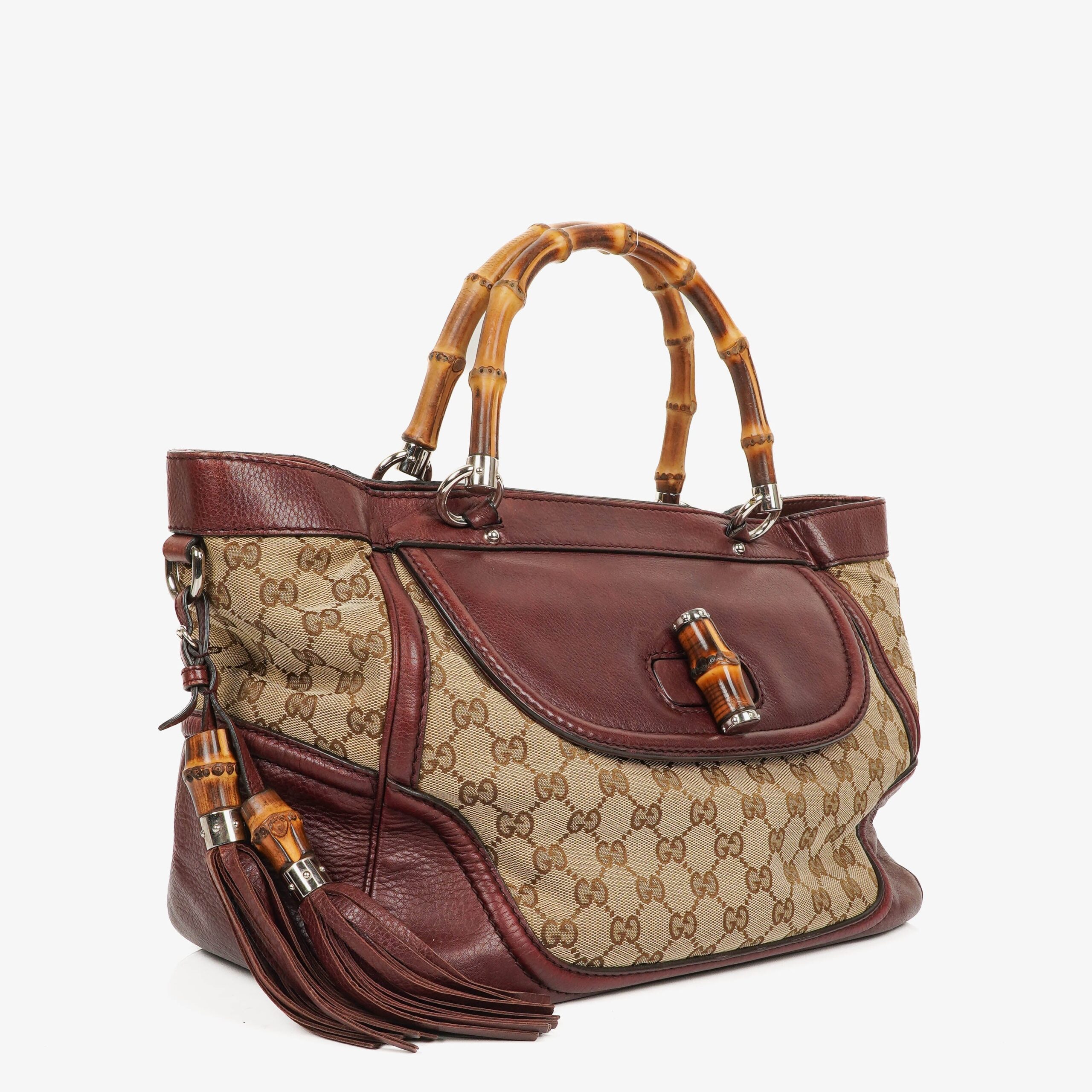 Gucci Bamboo Manico Bordeaux Shopping bag in pelle