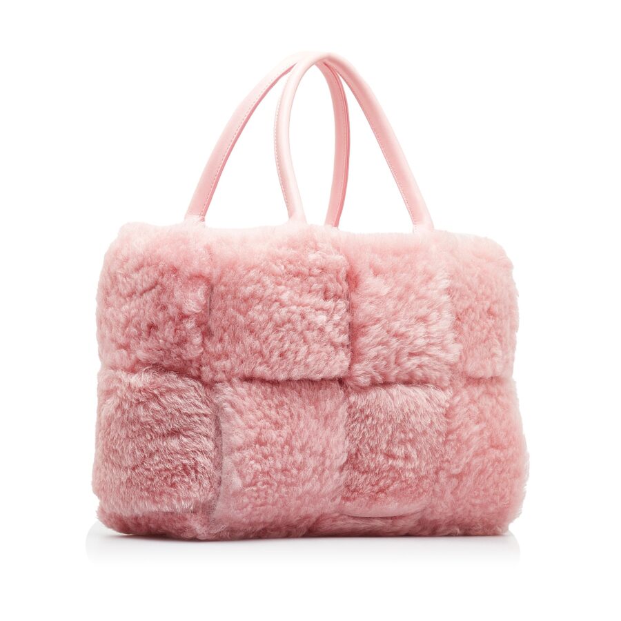 Pink Bottega Veneta Small Shearling Arco Tote | Studio Nafay