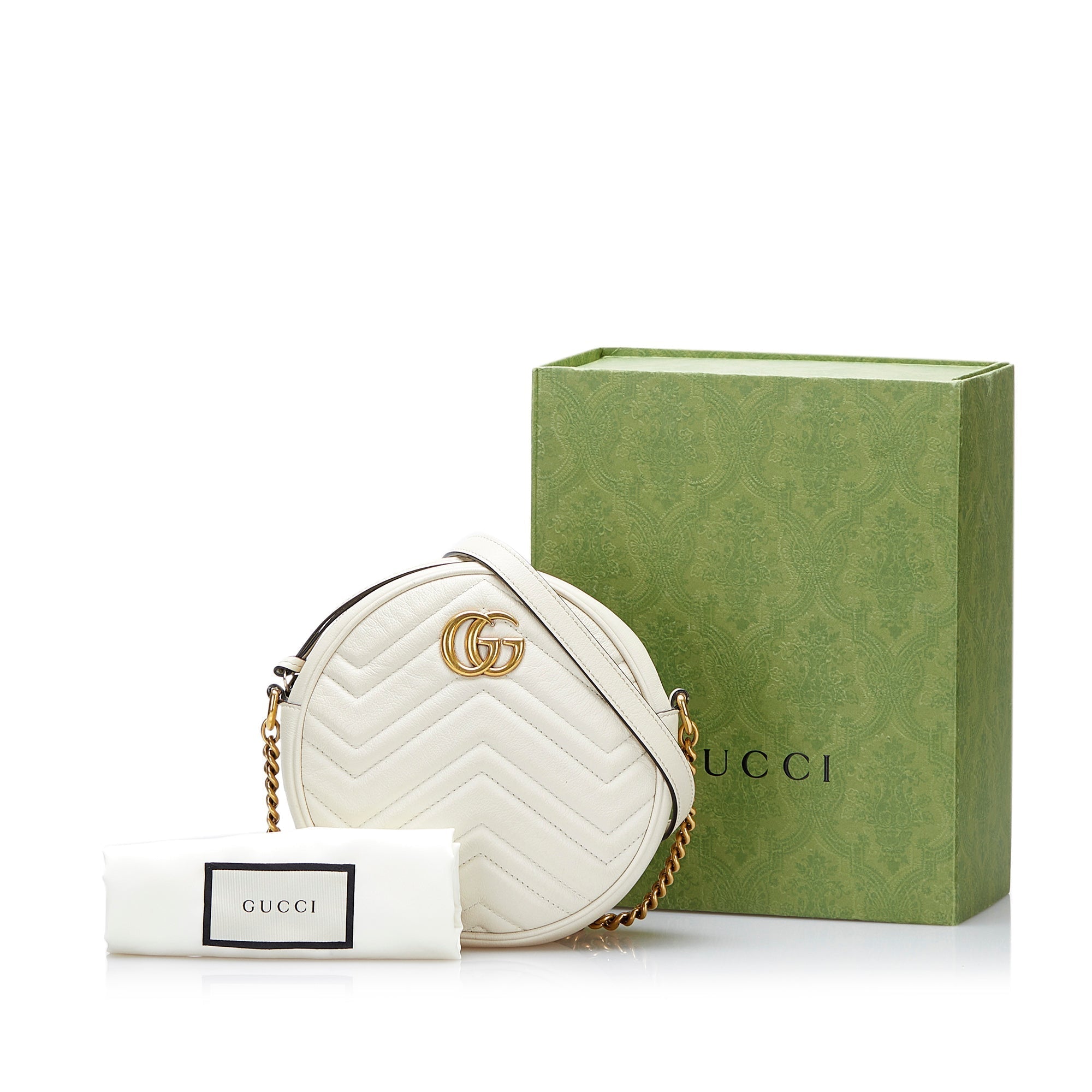 SALDI Gucci GG Marmont Rotondo Bianco Matelassé