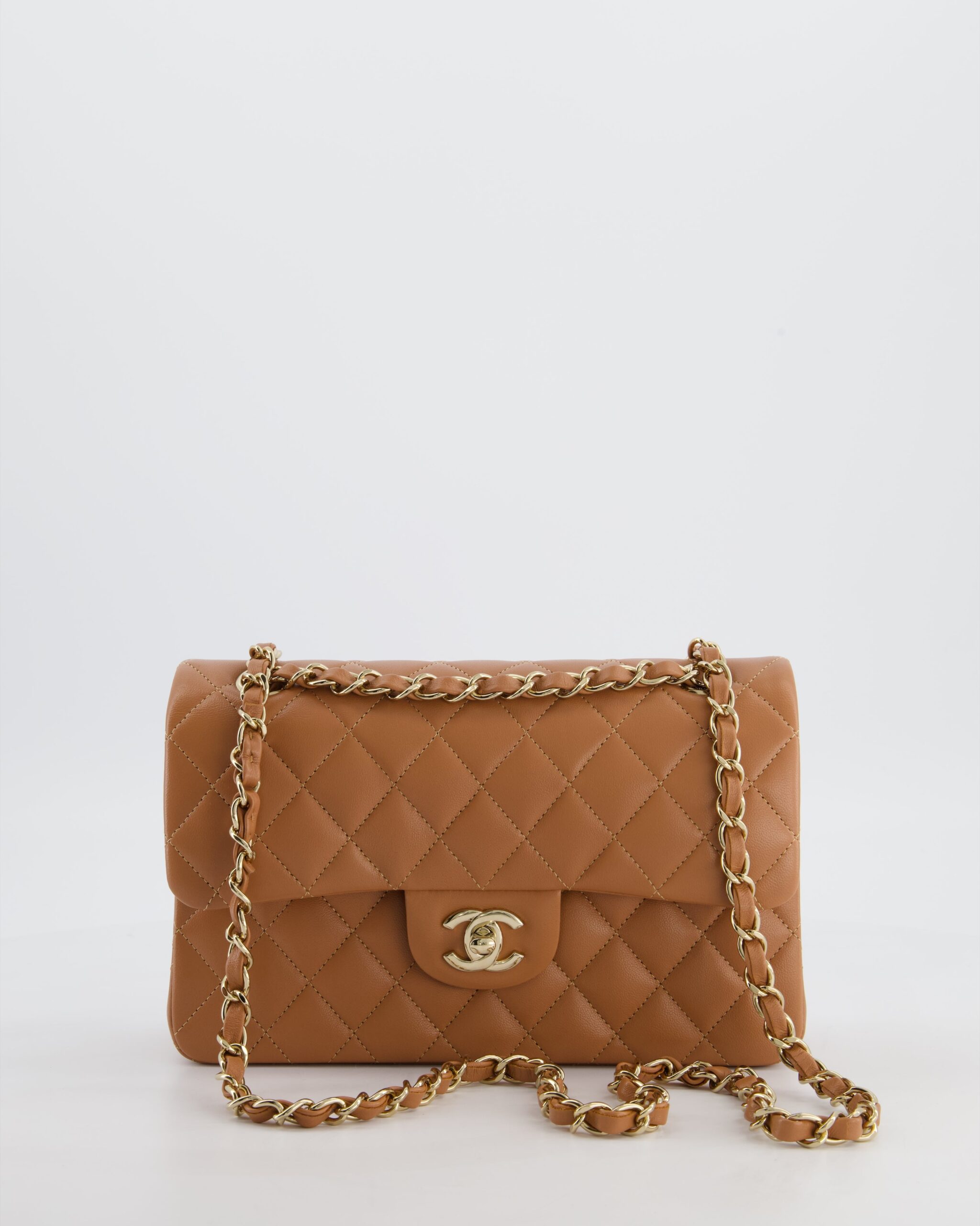 *HOT* Chanel Caramel Piccola Classic Double Borsa con patta in Lambskin Pelle con Champagne Finiture dorate