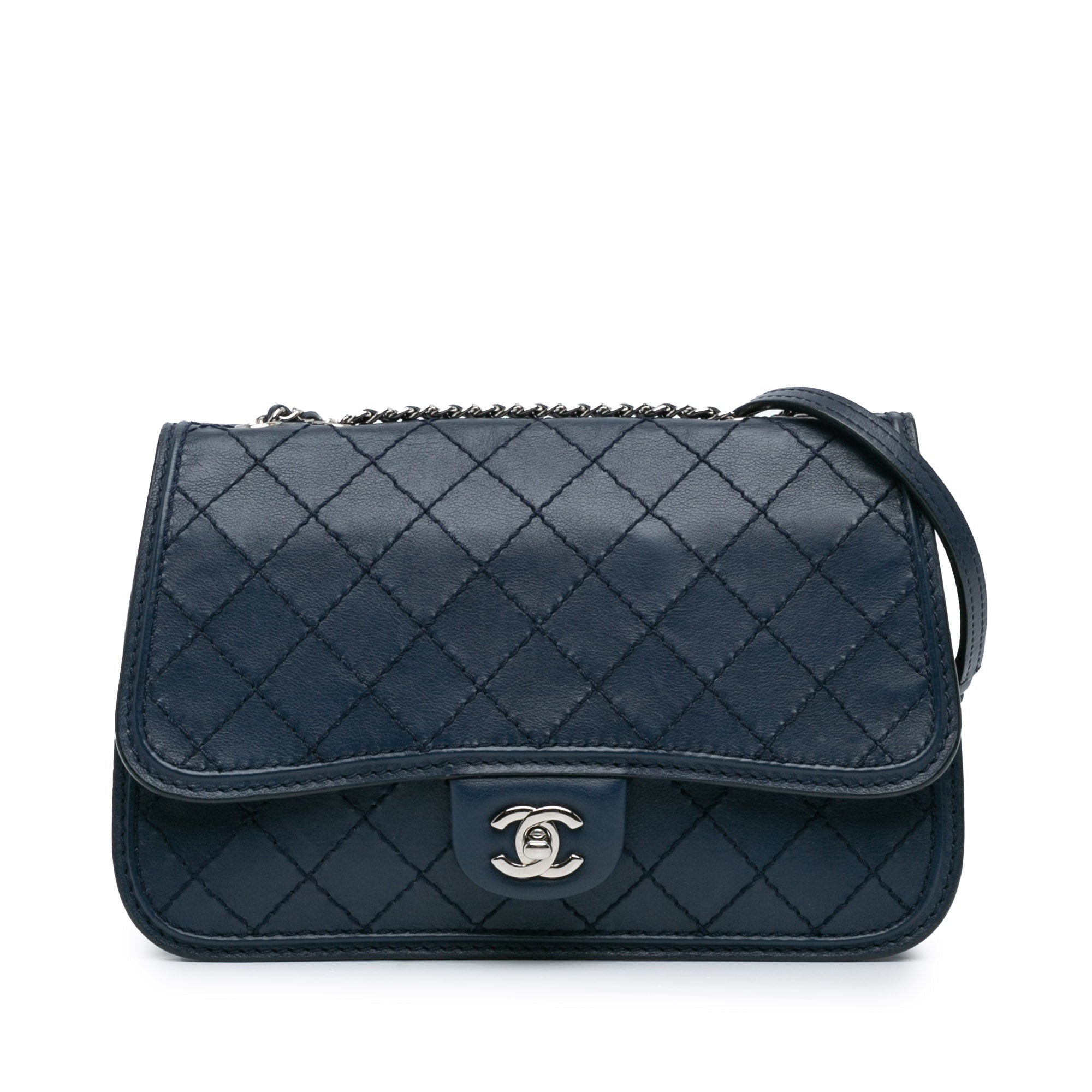 Borsa a tracolla Blue Chanel Medium Stitched Calfskin Citizen Flap