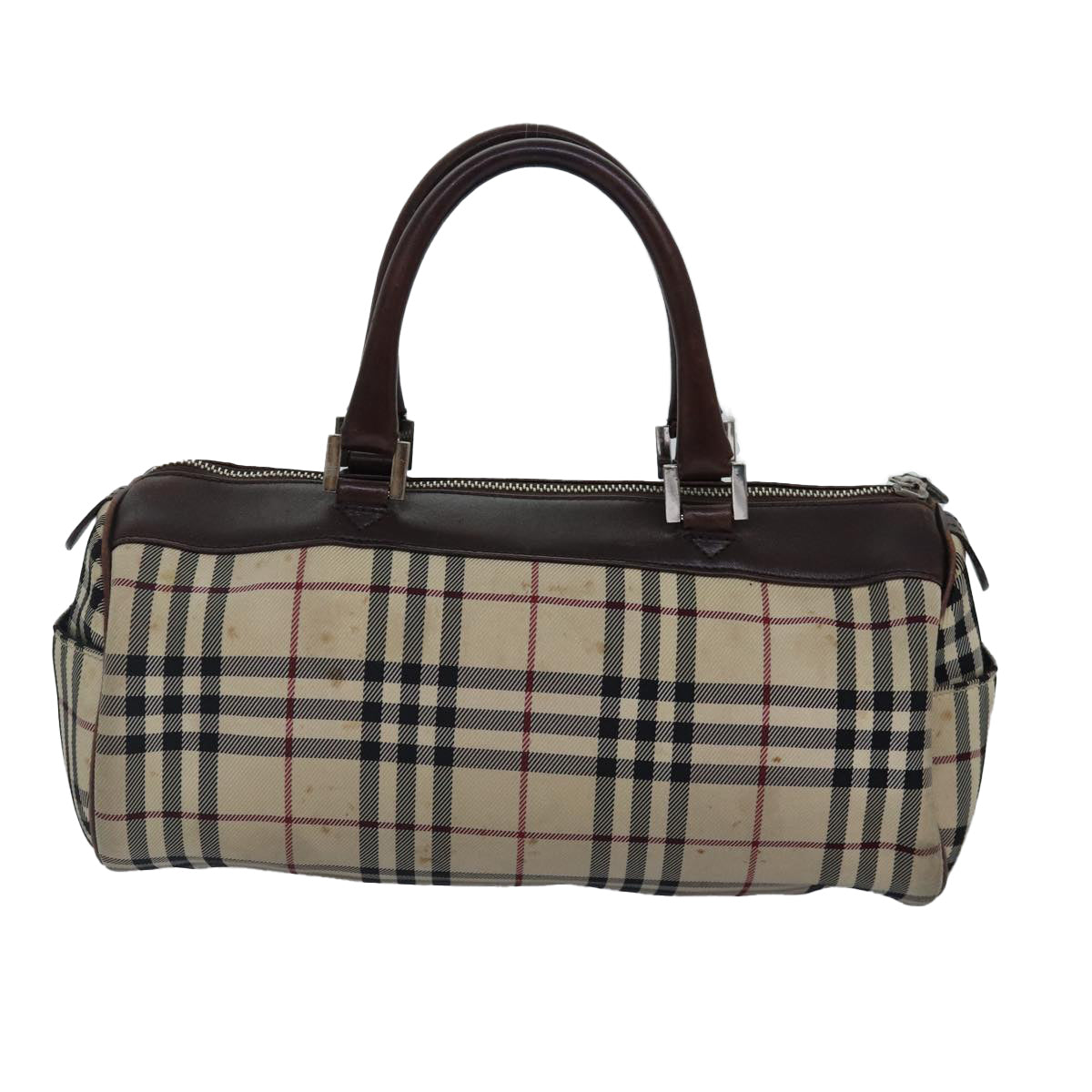 Burberry Nova Check Hand Carrello Canvas Beige Silver Auth bs17030