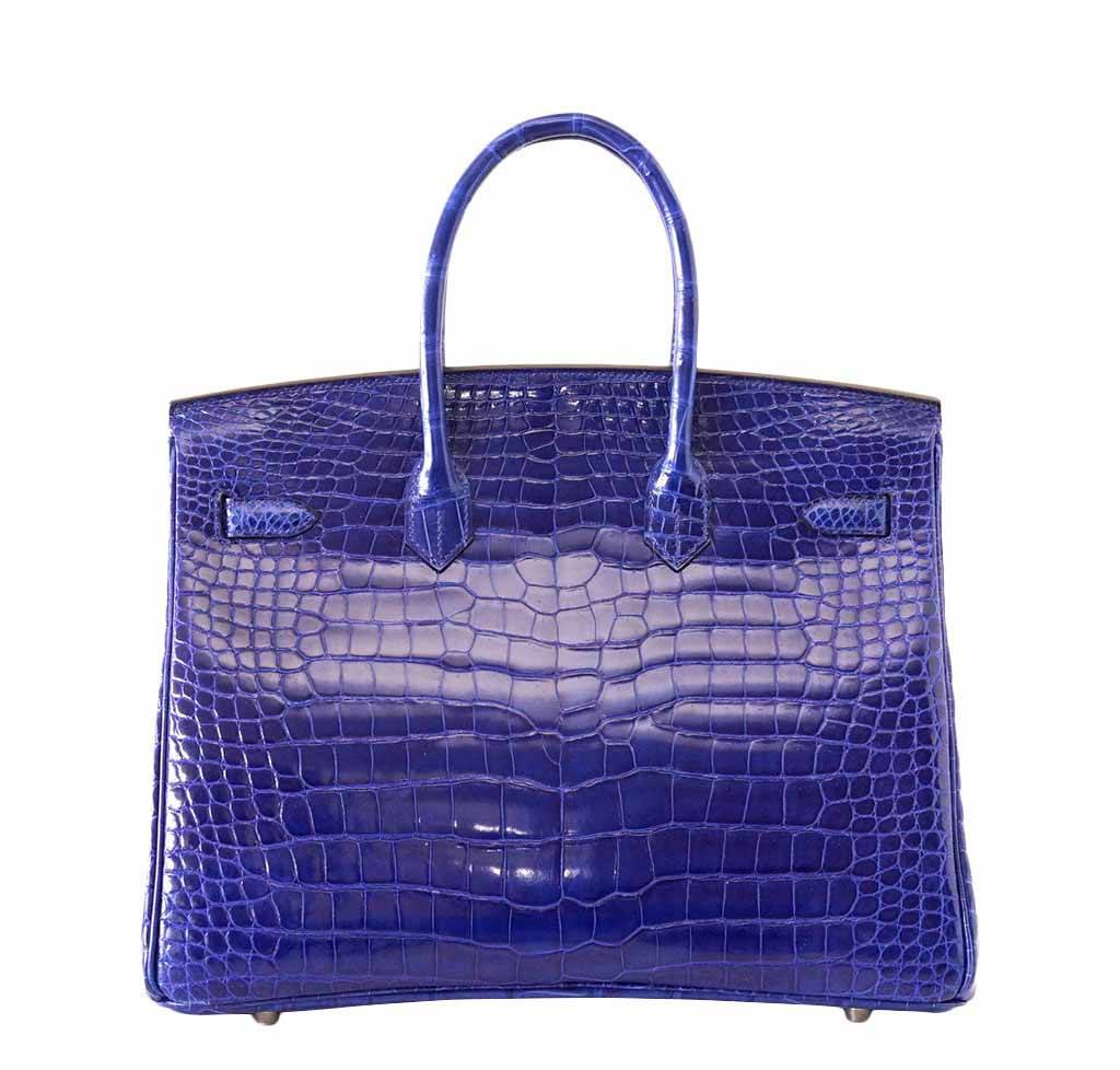 Hermesporosus Crocodile Birkin 35 Bleu Electrique Borsa