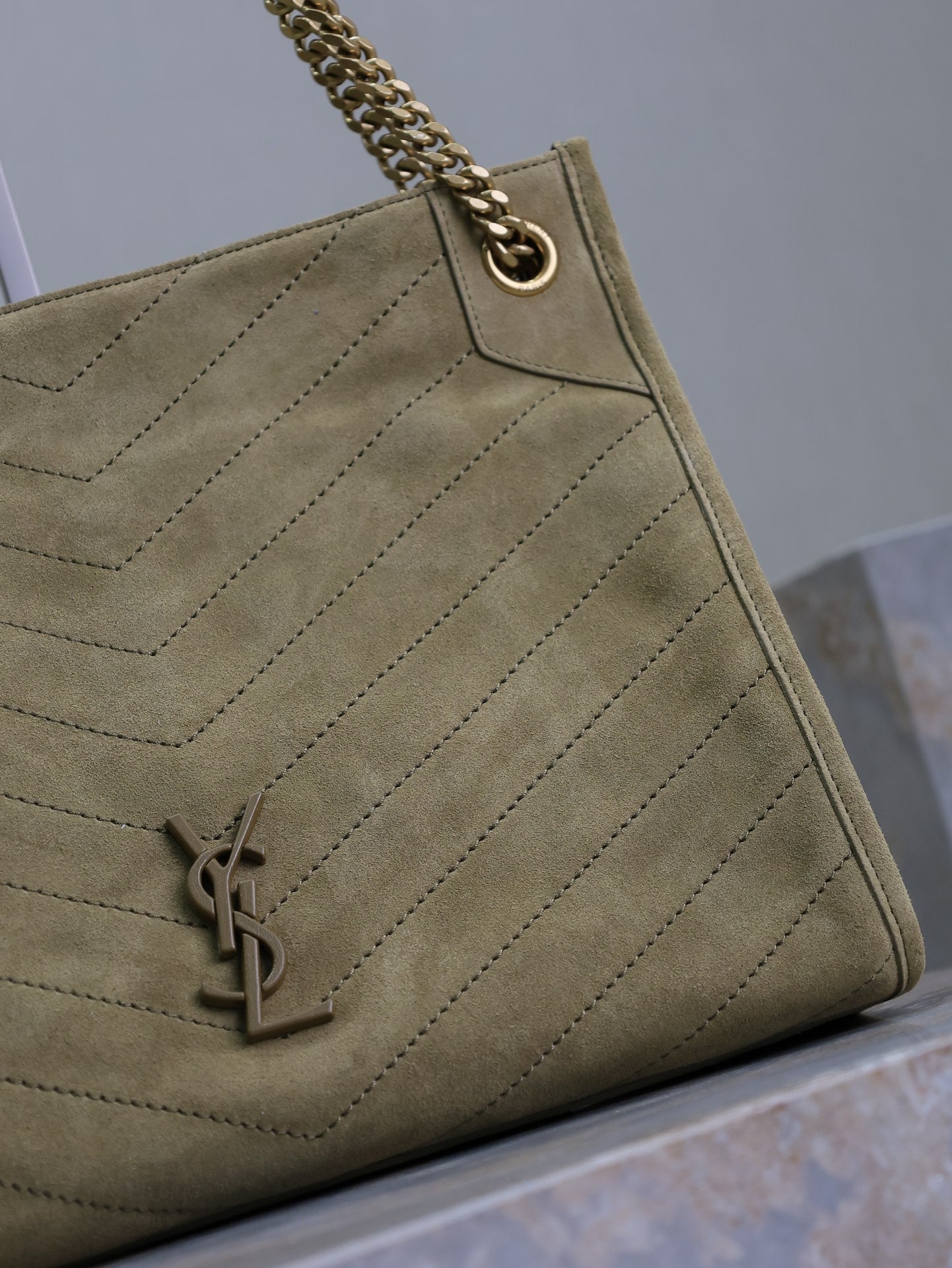 NIKI Shopping BAG 33 IN ECRU Beige Camoscio Hardware in oro