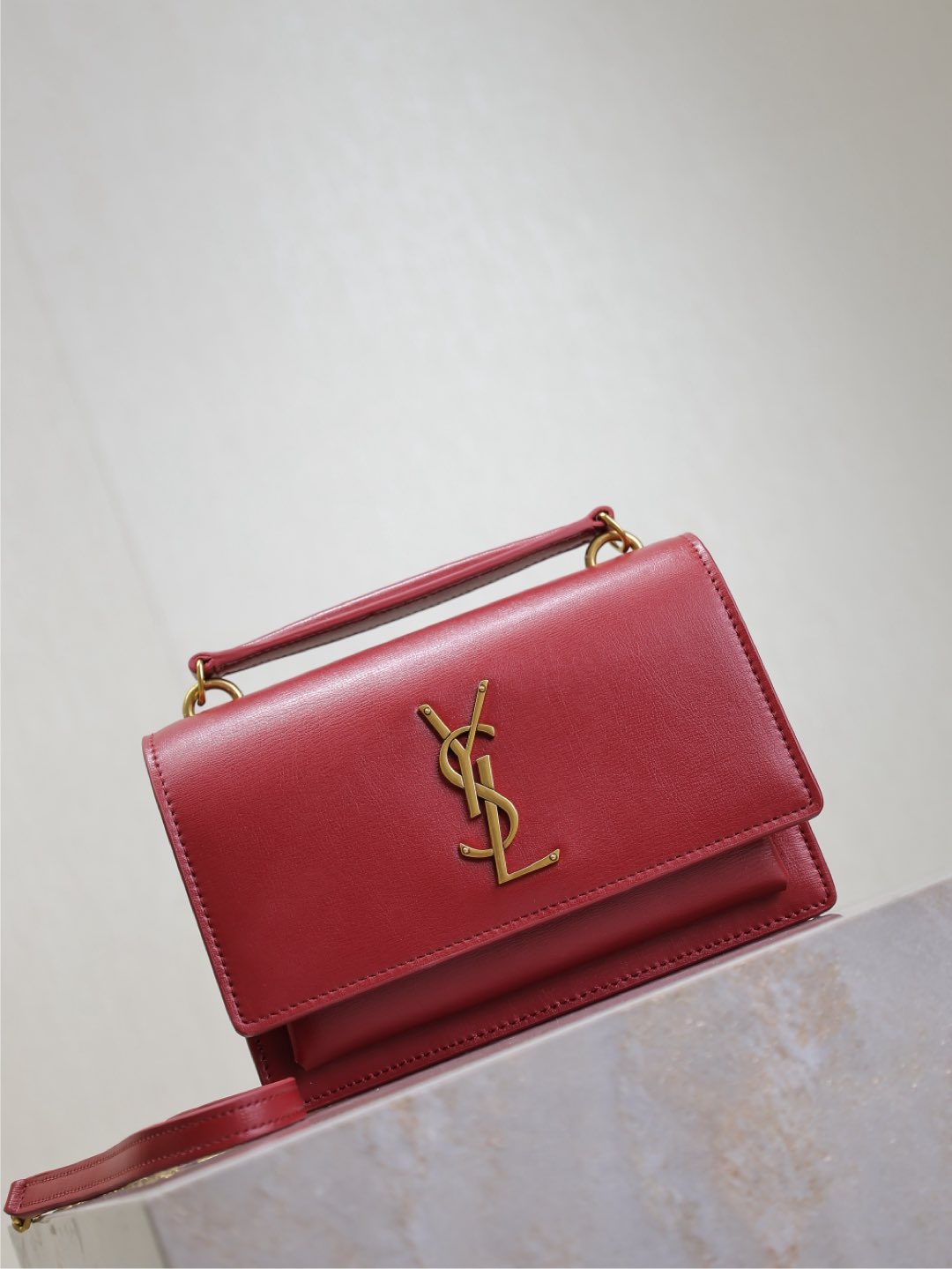 Sunset Piccola BAG 19 IN Rosso Pelle di vitello Copper Hardware