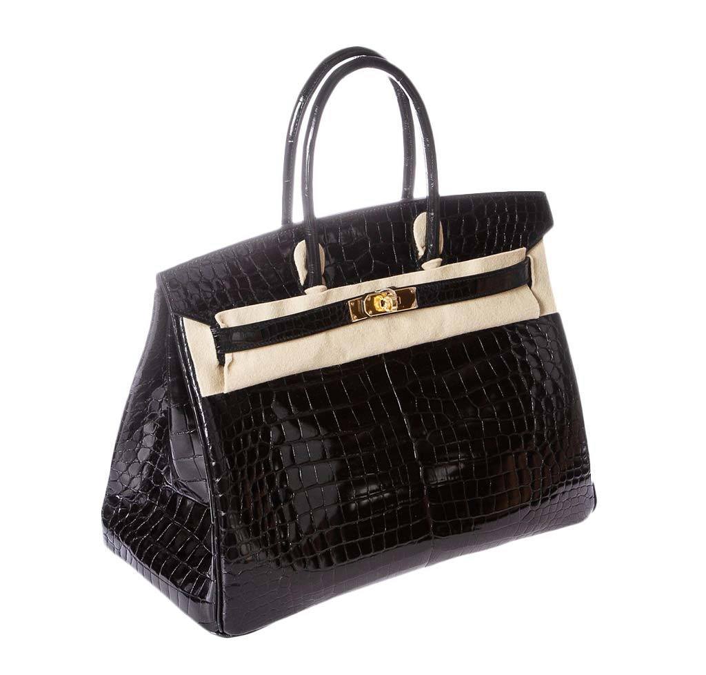 Hermesporosus Crocodile Birkin 35 Nero Borsa