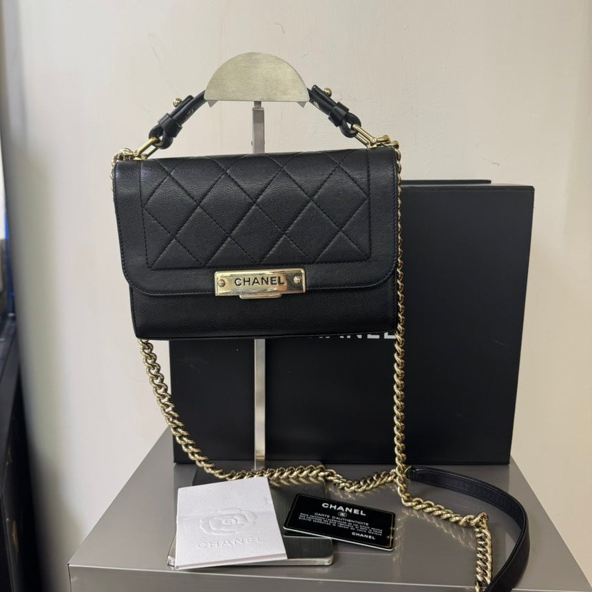 Chanel Black Lambskin Quilted Crossbody Bag Small | Studio Nafay
